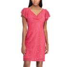Women's Chaps Lace Flutter Sleeve Dress, Size: 16, Pink