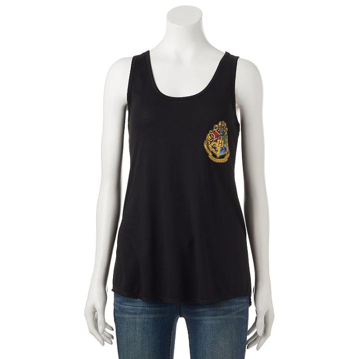 Juniors' Harry Potter Hogwarts Burnout Graphic Tank, Teens, Size: Medium, Black
