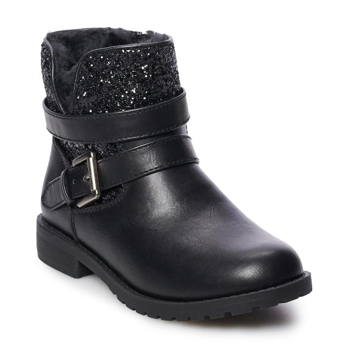 So&reg; Devon Girls' Ankle Boots, Size: 2, Black