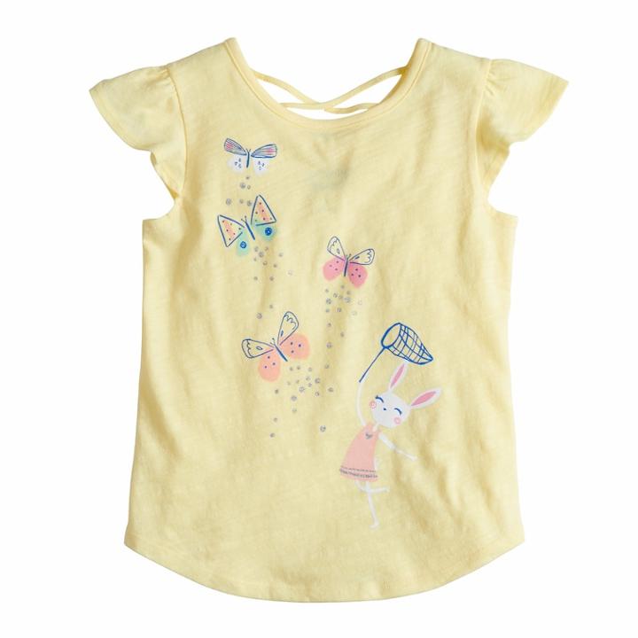 Girls 4-10 Jumping Beans&reg; Graphic Crisscross Back Slubbed Tee, Size: 6, Lt Yellow