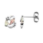 Black Hills Gold Tri Tone Leaf Filigree Stud Earrings In Sterling Silver, Women's