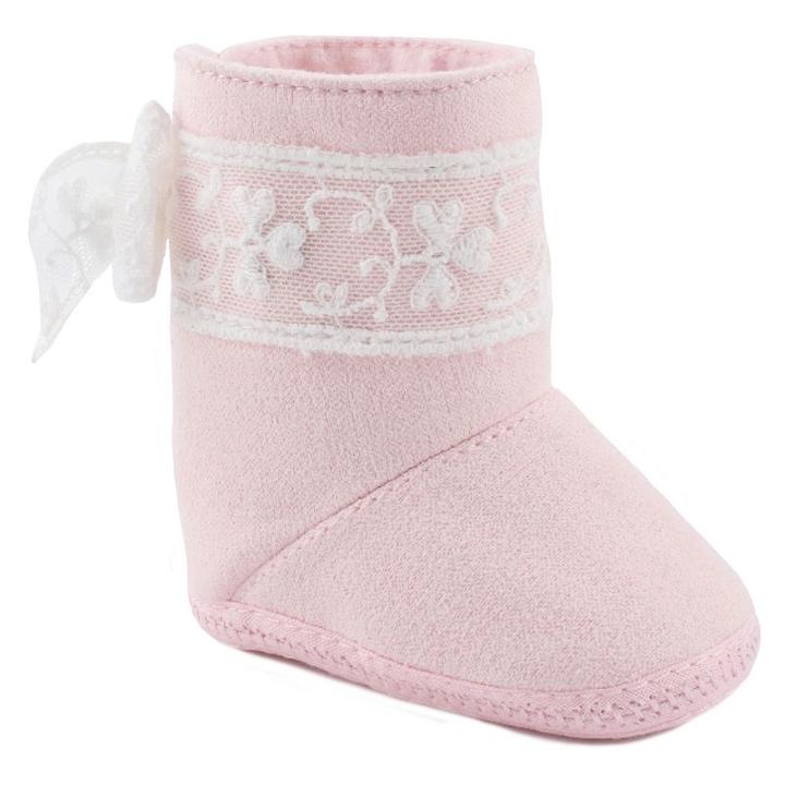 Wee Kids Suede Boot Crib Shoes - Baby Girl, Size: 0, Pink