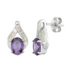 Lab-created Opal & Cubic Zirconia Sterling Silver Teardrop Stud Earrings, Women's, Purple