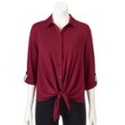 Women's Dana Buchman Tie-front Shirt, Size: Small, Dark Red