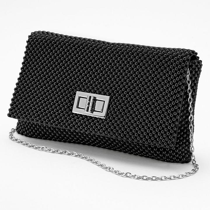 Gunne Sax By Jessica Mcclintock Beaded Mesh Flap Clutch, Women's, Black
