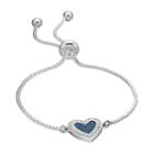 Brilliance Silver-plated Glitter Heart Lariat Bracelet With Swarovski Crystals, Women's, Blue