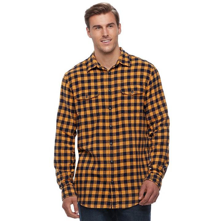 Big & Tall Sonoma Goods For Life&trade; Supersoft Stretch Flannel Shirt, Men's, Size: 2xb, Drk Yellow