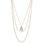 Layered Simulated Drusy Pendant Necklace, Women's, Natural
