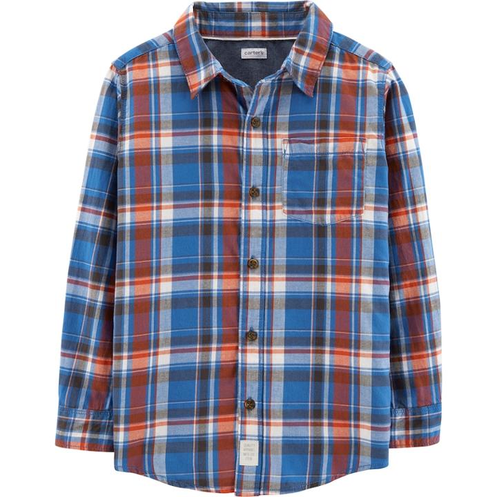 Boys 4-12 Carter's Plaid Button Down Shirt, Size: 10/12, Blue Red Plaid