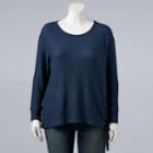Plus Size Simply Vera Vera Wang Lace-up Cozy Top, Women's, Size: 2xl, Blue
