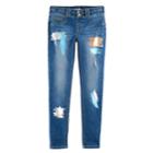 Girls 7-16 & Plus Size So&reg; Double-button Foil Paint Skinny Jeans, Size: 16, Med Blue