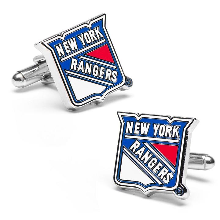 New York Rangers Rhodium-plated Cuff Links, Men's, Multicolor