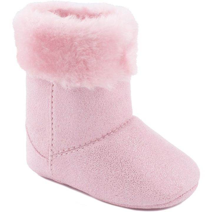Baby Girl Wee Kids Pink Sparkle Suedecloth Faux-fur Trim Boot, Size: 0