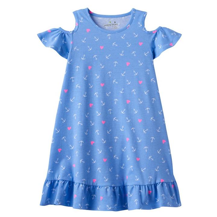 Girls 4-10 Jumping Beans® Ruffled Cold-shoulder Dress, Girl's, Size: 6x, Blue (navy)