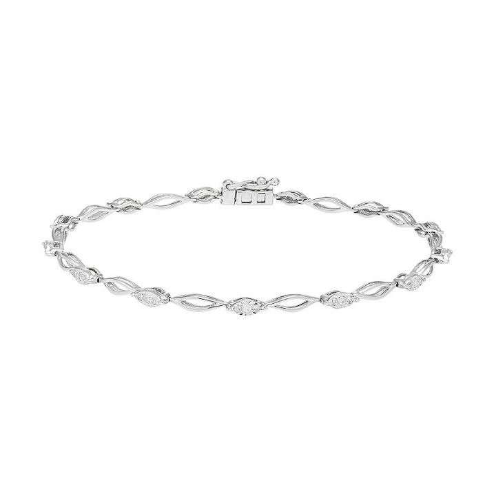 10k White Gold Open Link 1/4 Carat T.w. Diamond Tennis Bracelet, Women's, Size: 7
