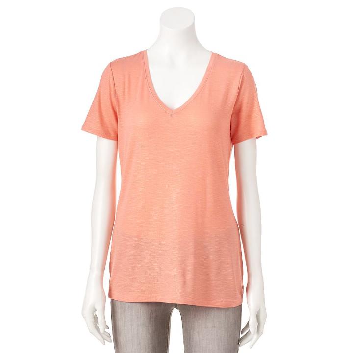 Women's Apt. 9&reg; Essential V-neck Tee, Size: Large, Lt Orange