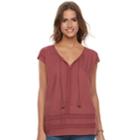 Women's Sonoma Goods For Life&trade; Lace Tassel Tee, Size: Medium, Dark Red