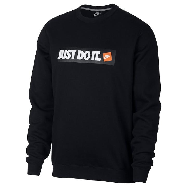 Men's Nike Just Do It Fleece Crew, Size: Large, Grey (charcoal)