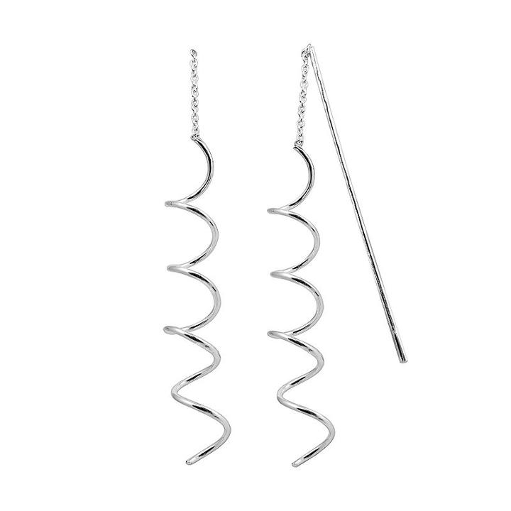 Sterling Silver Spiral Drop Earrings, Women's, Grey