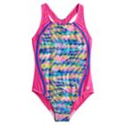 Girls 7-16 Speedo Tie-dye Colorblock One-piece Swimsuit, Size: 8, Med Pink