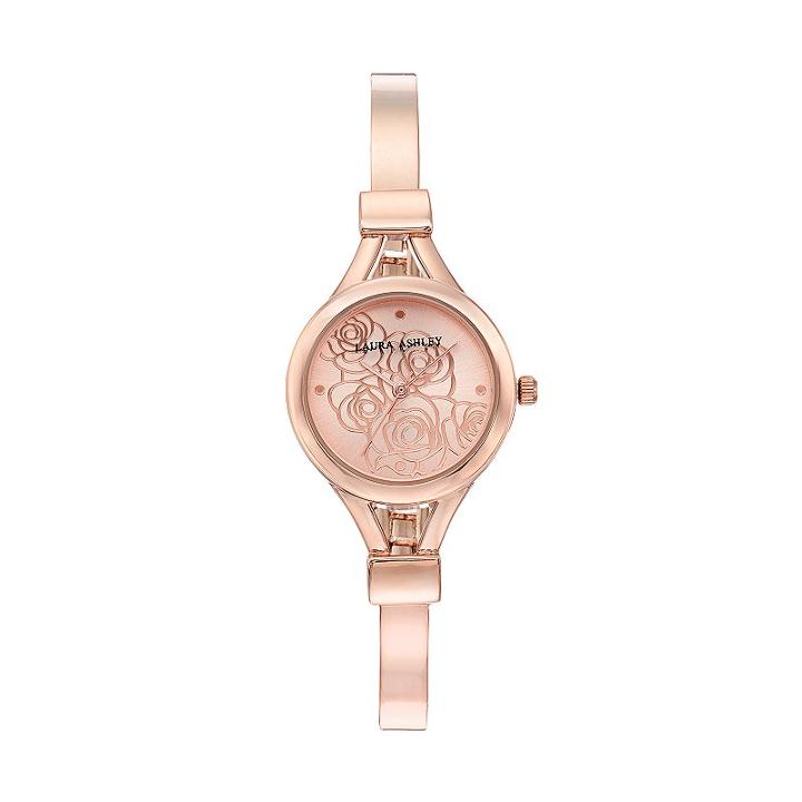 Laura Ashley Women's Floral Half Bangle Watch, Pink