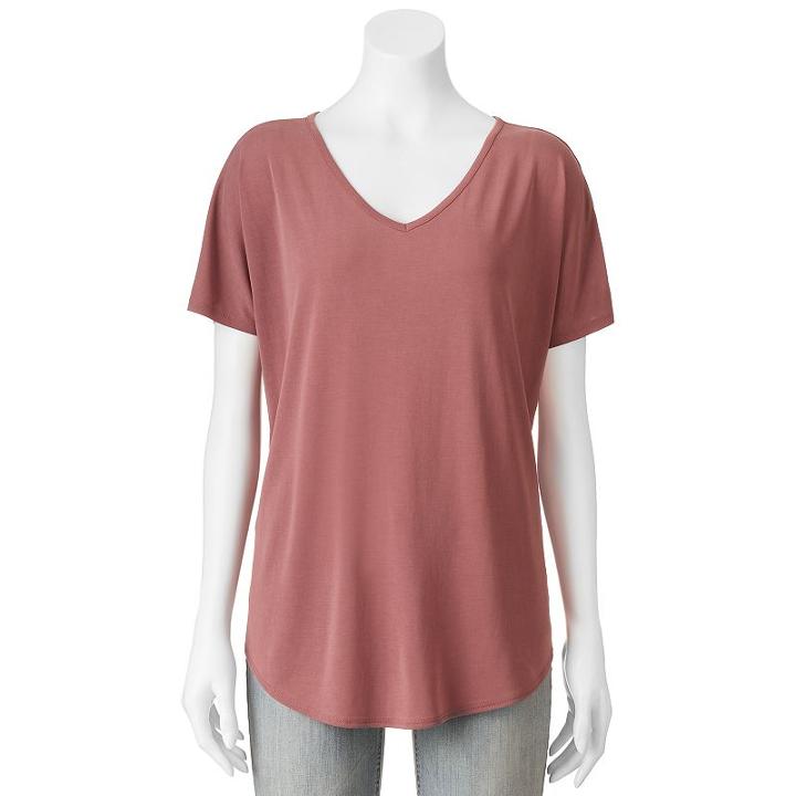 Juniors' Pink Rose Cupro Short Sleeve Tee, Teens, Size: Large, Purple Oth