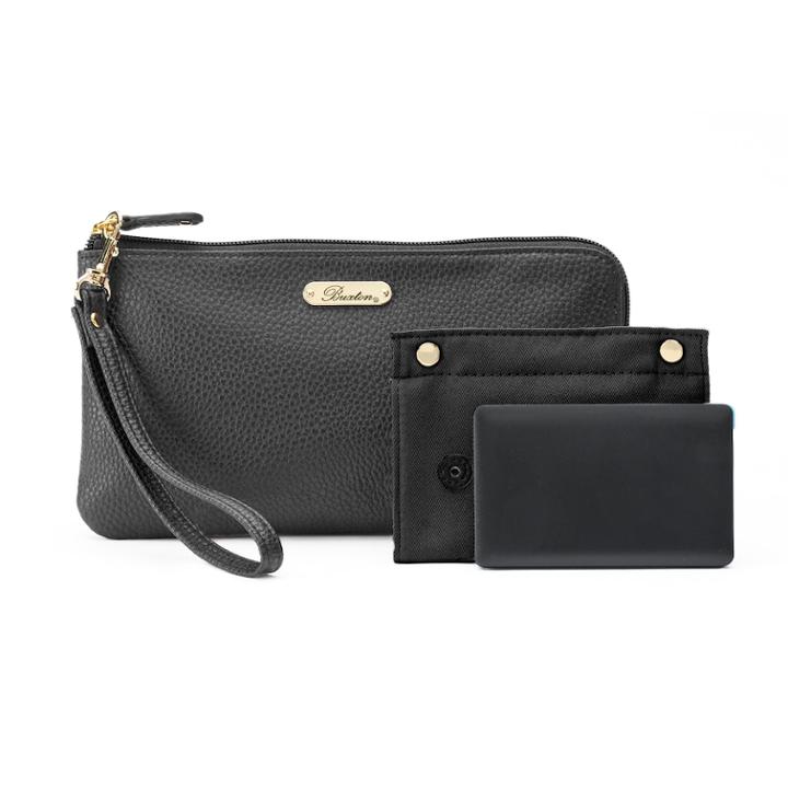 Buxton Rfid-blocking Phone Charging L-zip Wristlet, Women's, Black