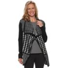 Women's Dana Buchman Houndstooth Draped Open-front Cardigan, Size: Xl, Black