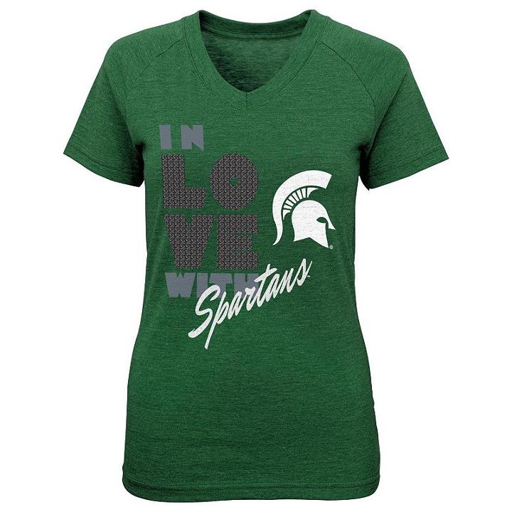 Girls 7-16 Michigan State Spartans In Love Tee, Girl's, Size: L(14), Green