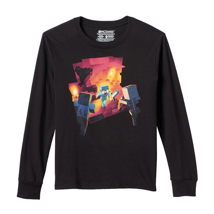 Boys 8-20 Minecraft Into The Depths Tee, Boy's, Size: Small, Black