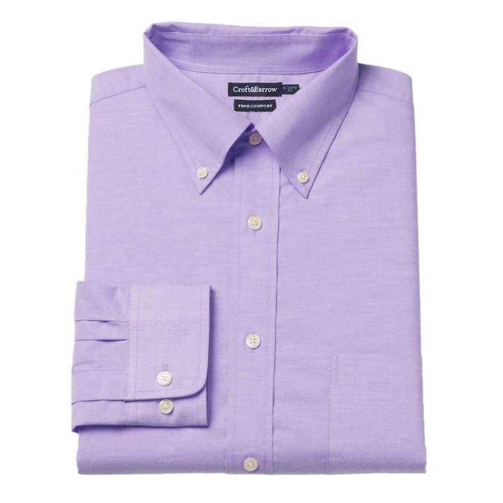 Men's Croft & Barrow&reg; Easy-care True Comfort Classic-fit Oxford Stretch Dress Shirt, Size: 15-32/33, Med Purple