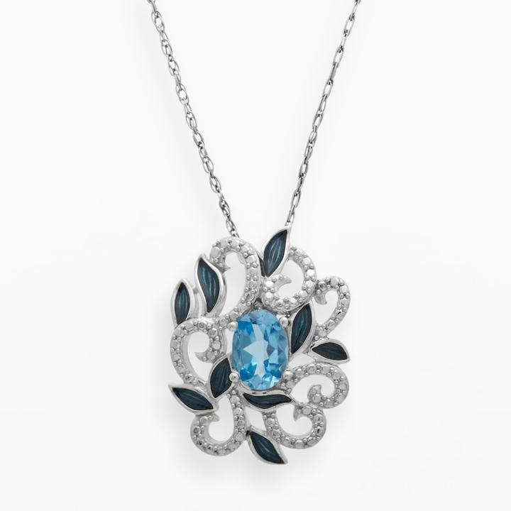 Chloe And Zoe Sterling Silver Swiss Blue Topaz Filigree Pendant, Women's, Size: 18