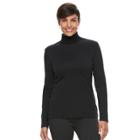 Women's Croft & Barrow&reg; Long Sleeve Turtleneck Top, Size: Medium, Black