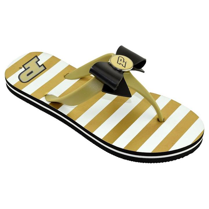 Women's College Edition Purdue Boilermakers Bow Flip-flops, Size: Small, Gold