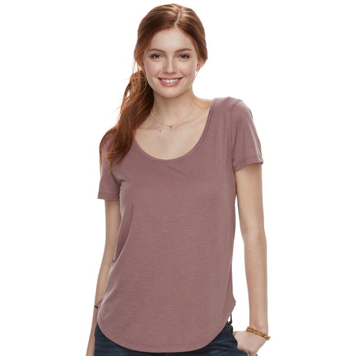 Juniors' Mudd&reg; Roadtrip Scoopneck Tee, Teens, Size: Small, Beig/green (beig/khaki)