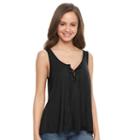 Juniors' So&reg; Lace-up Front Tank, Girl's, Size: Large, Black