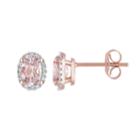Stella Grace Morganite And 1/10 Carat T.w. Diamond 10k Rose Gold Oval Halo Stud Earrings, Women's, Pink