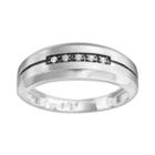 10k White Gold Diamond Accent Stripe Band - Men, Size: 11