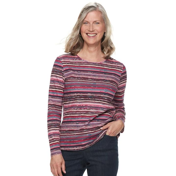 Women's Croft & Barrow&reg; Classic Crewneck Tee, Size: Xl, Med Pink