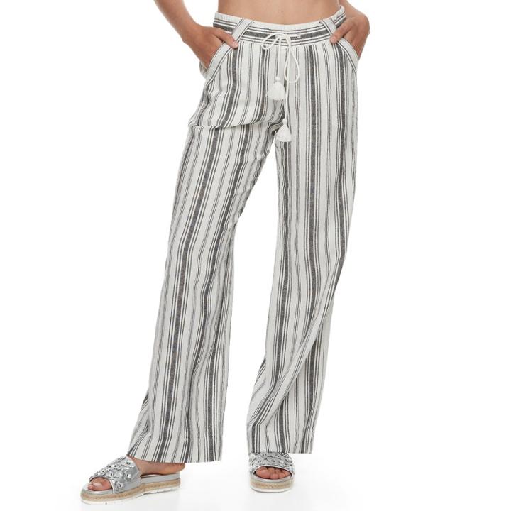Juniors' Rewind Wide-leg Linen Pants, Teens, Size: Xl, White