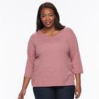Plus Size Croft & Barrow&reg; Solid V-neck Tee, Women's, Size: 1xl, Dark Red