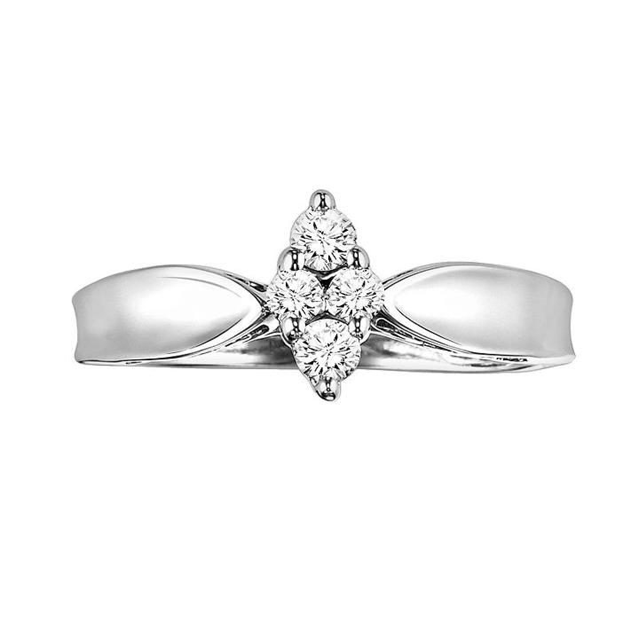 Love Always Round-cut Diamond Marquise Engagement Ring In Platinum Over Silver (1/5 Ct. T.w.), Women's, Size: 6.50, White