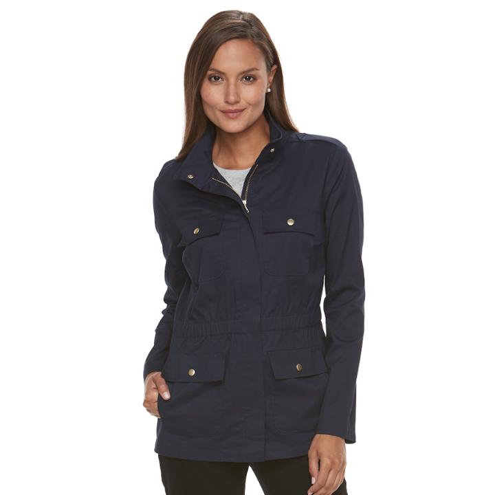 Women's Croft & Barrow&reg; Elastic Waist Utility Jacket, Size: Xl, Blue