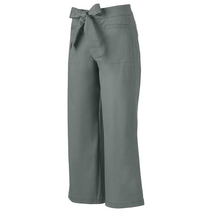 Juniors' So&reg; Tie Front Chino Culottes, Girl's, Size: 5, Lt Green
