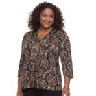 Plus Size Dana Buchman Release Pleat Top, Women's, Size: 2xl, Black
