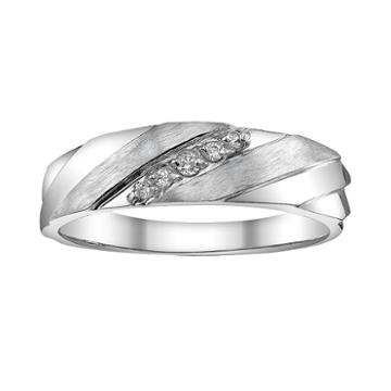 P4 Diamond Accent Wedding Band - Men, Size: 11, White