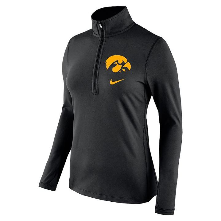 Women's Nike Iowa Hawkeyes Tailgate Quarter-zip Top, Size: Medium, Black