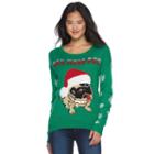 Juniors' It's Our Time Christmas Sweater, Teens, Size: Medium, Med Green