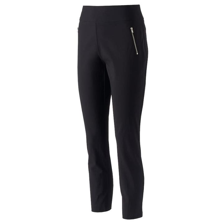 Women's Studio 253 Zipper Detail Straight-leg Pants, Size: Xl, Black