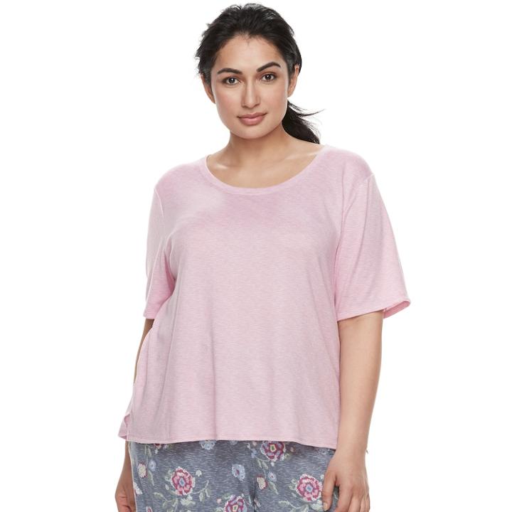 Plus Size Croft & Barrow&reg; Crewneck Tee, Women's, Size: 1xl, Brt Pink